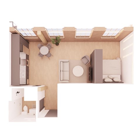 Floor plan for studio, 1 bath, 619 sqft